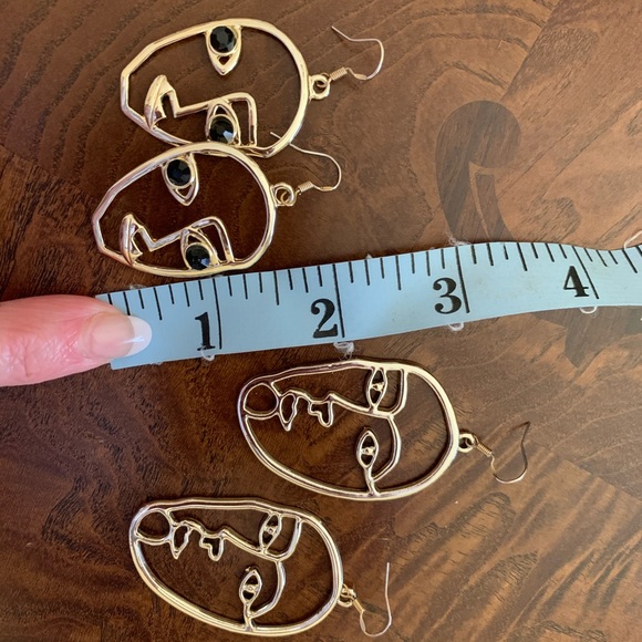 avant garde modern art funky face earrings 2 pairs - Picture 5 of 5